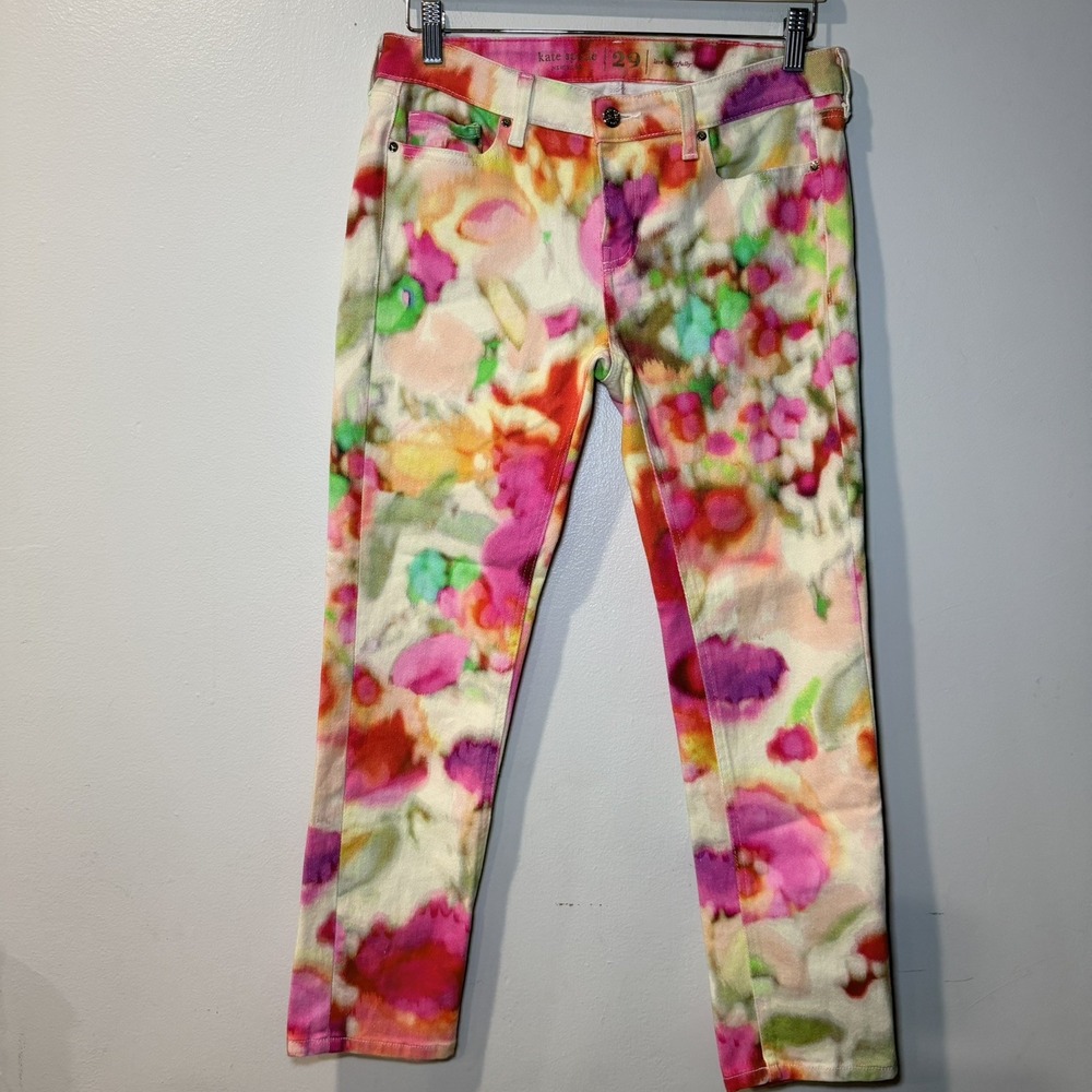 Kate Spade Broome Street Watercolor Live Colorful Jeans 29 Mid-Rise Vibrant